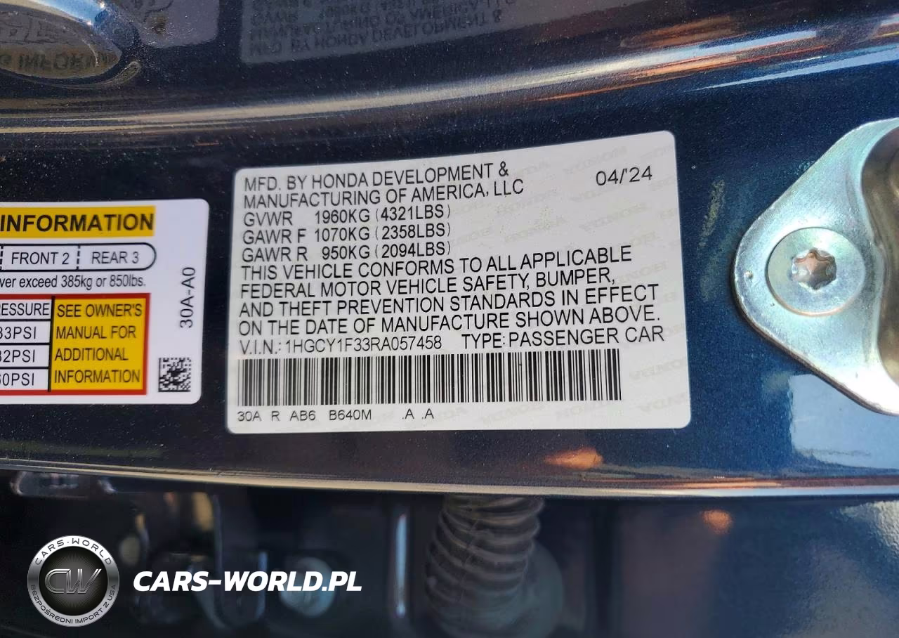 2024 Honda Accord Ex VIN:1HGCY1F33RA057458 - 13