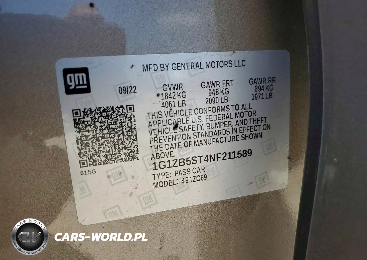 2022 Chevrolet Malibu Ls VIN:1G1ZB5ST4NF211589 - 12