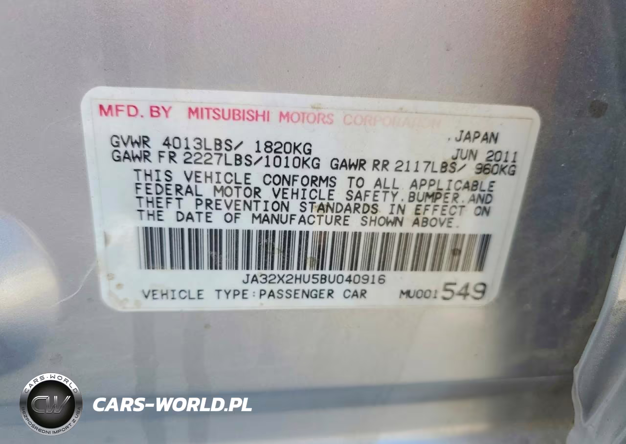 2011 Mitsubishi Lancer Es-Es Sport VIN:JA32X2HU5BU040916 - 13