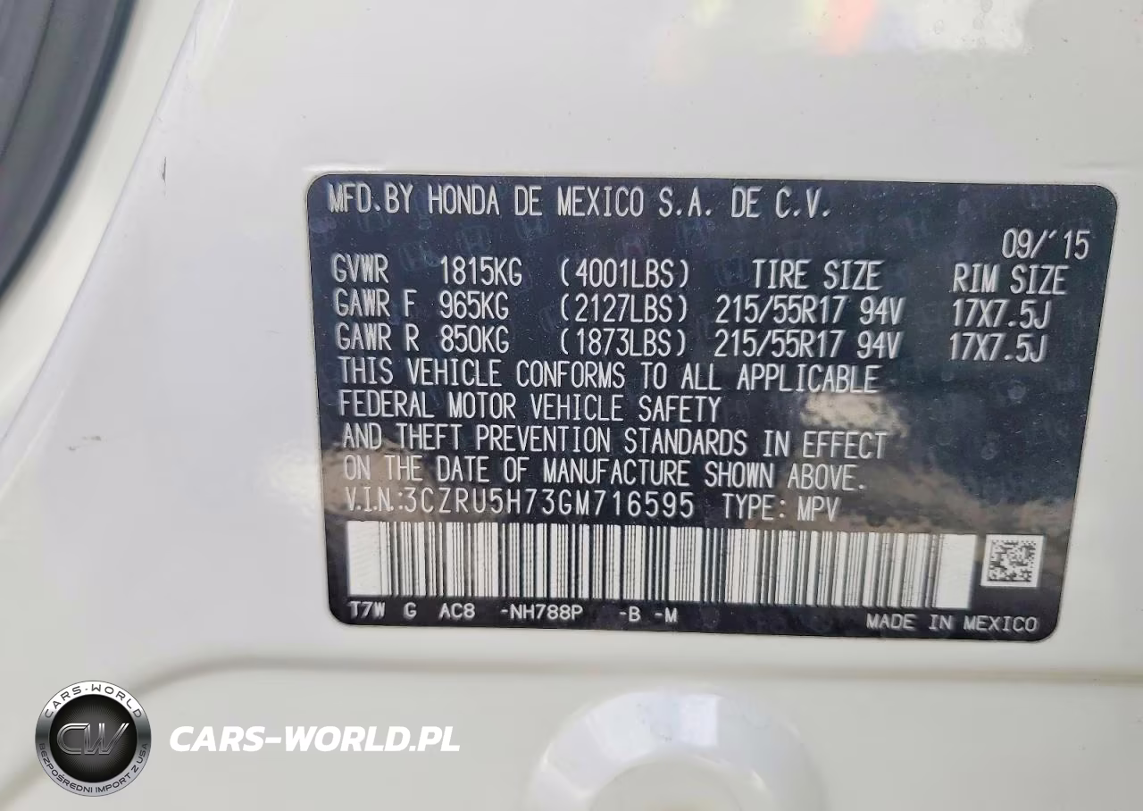 2016 Honda Hr-V Exl VIN:3CZRU5H73GM716595 - 14