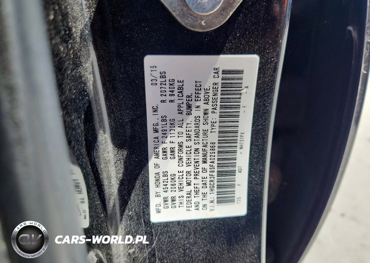 2015 Honda Accord Exl VIN:1HGCR3F85FA025868 - 12