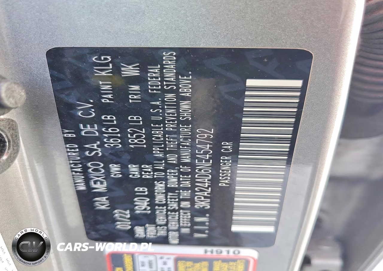 2022 Kia Rio S VIN:3KPA24AD6NE454792 - 12