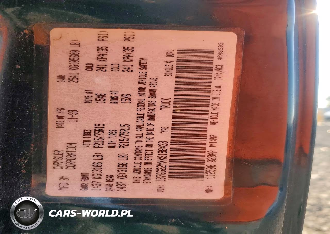 1999 Dodge Dakota VIN:1B7GG22YXXS198433 - 12
