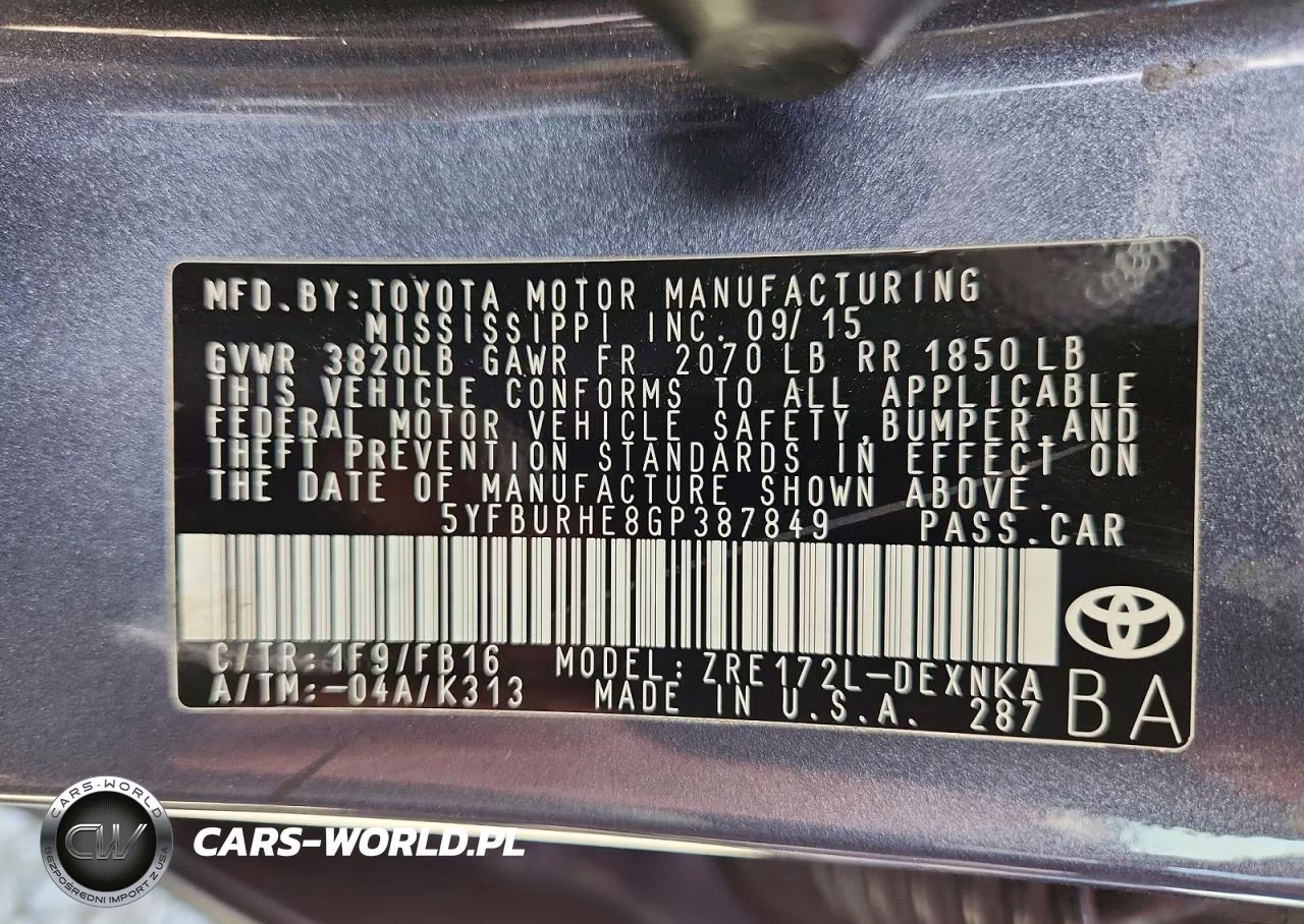 2016 Toyota Corolla Le VIN:5YFBURHE8GP387849 - 12