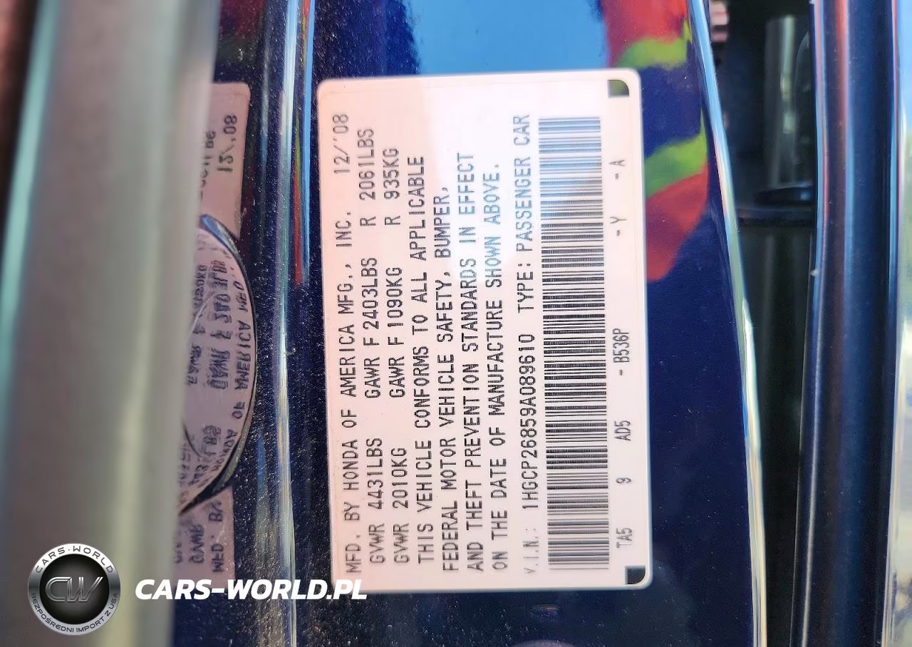 2009 Honda Accord Exl VIN:1HGCP26859A089610 - 12