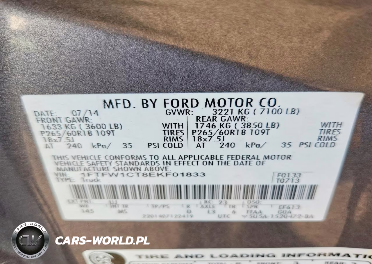 2014 Ford F150 Supercrew VIN:1FTFW1CT8EKF01833 - 12