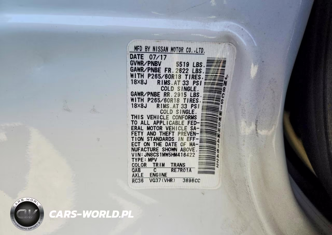 INFINITI QX70 VIN:JN8CS1MW5HM416422 - 12