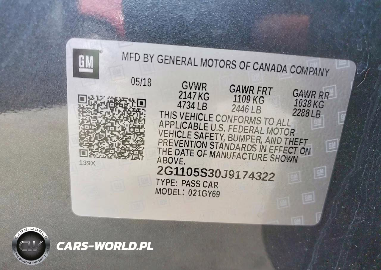 2018 Chevrolet Impala Lt VIN:2G1105S30J9174322 - 13