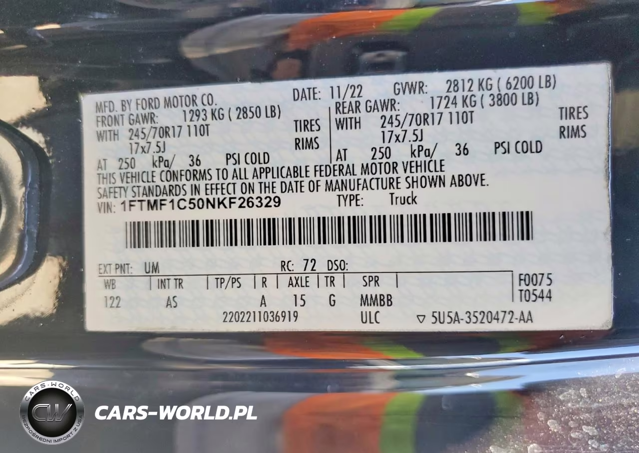 2022 Ford F150 VIN:1FTMF1C50NKF26329 - 13