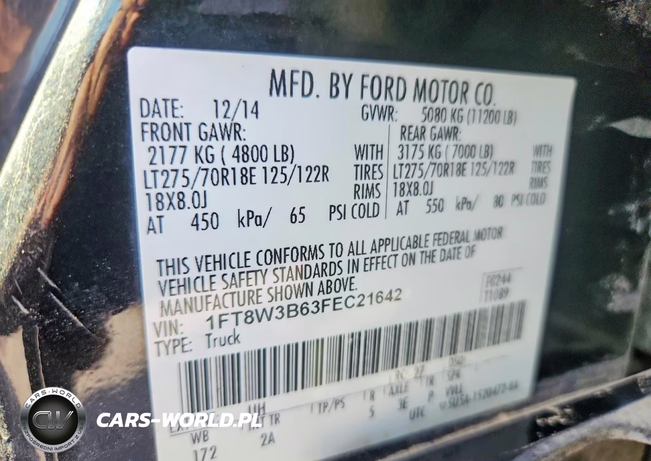 2015 Ford F350 Super Duty VIN:1FT8W3B63FEC21642 - 13