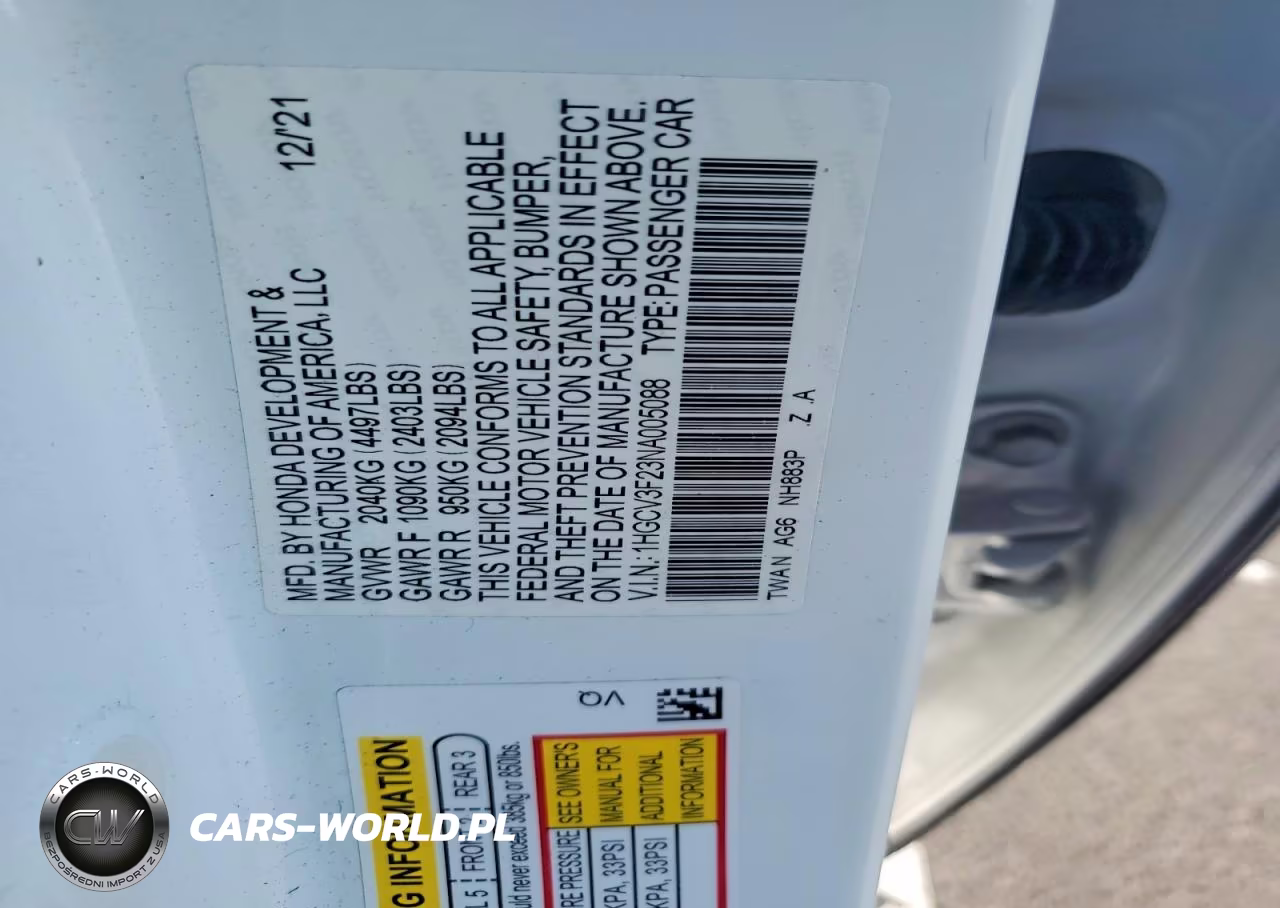 2022 Honda Accord Hybrid Sport VIN:1HGCV3F23NA005088 - 12