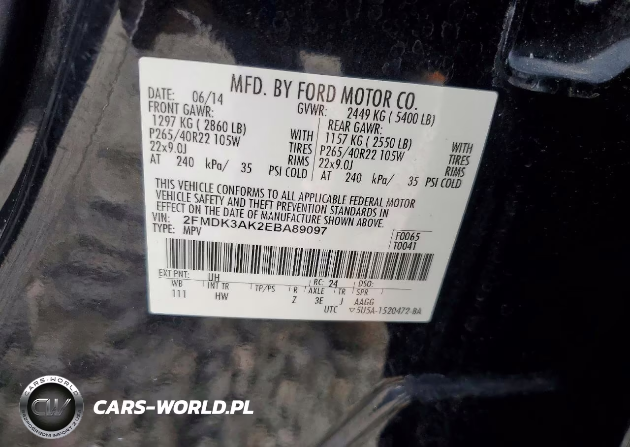 2014 Ford Edge Sport VIN:2FMDK3AK2EBA89097 - 13
