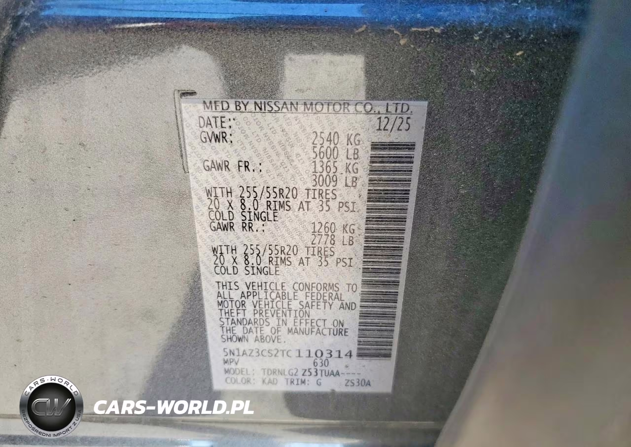 2026 Nissan Murano Sl VIN:5N1AZ3CS2TC110314 - 13