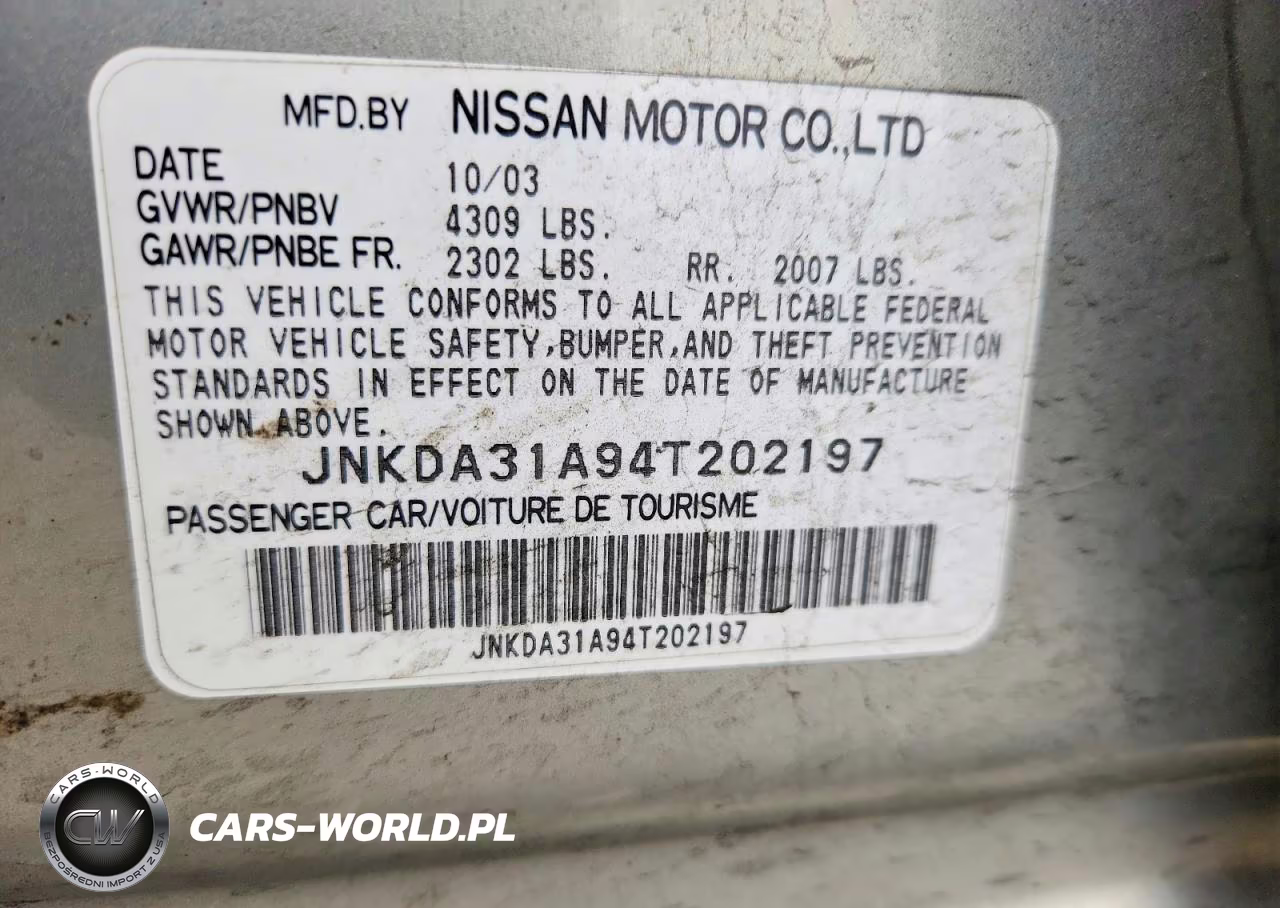 2004 Infiniti I35 Base VIN:JNKDA31A94T202197 - 12