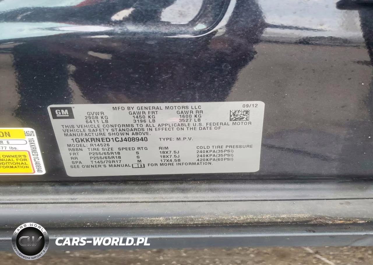 2012 GMC Acadia Sle VIN:1GKKRNED1CJ408940 - 13