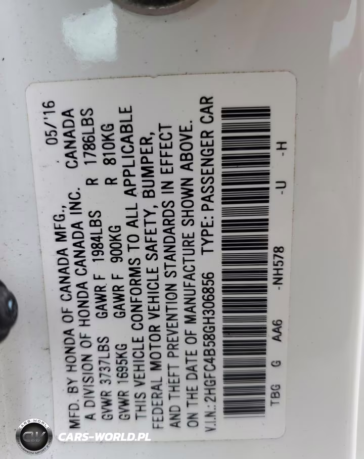2016 Honda Civic Lx VIN:2HGFC4B58GH306856 - 12