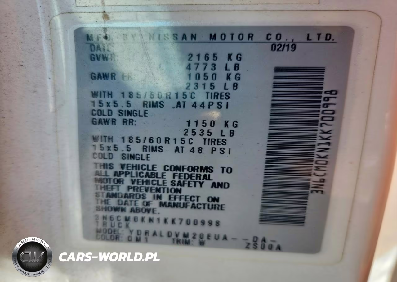 2019 Nissan Nv200 S VIN:3N6CM0KN1KK700998 - 13
