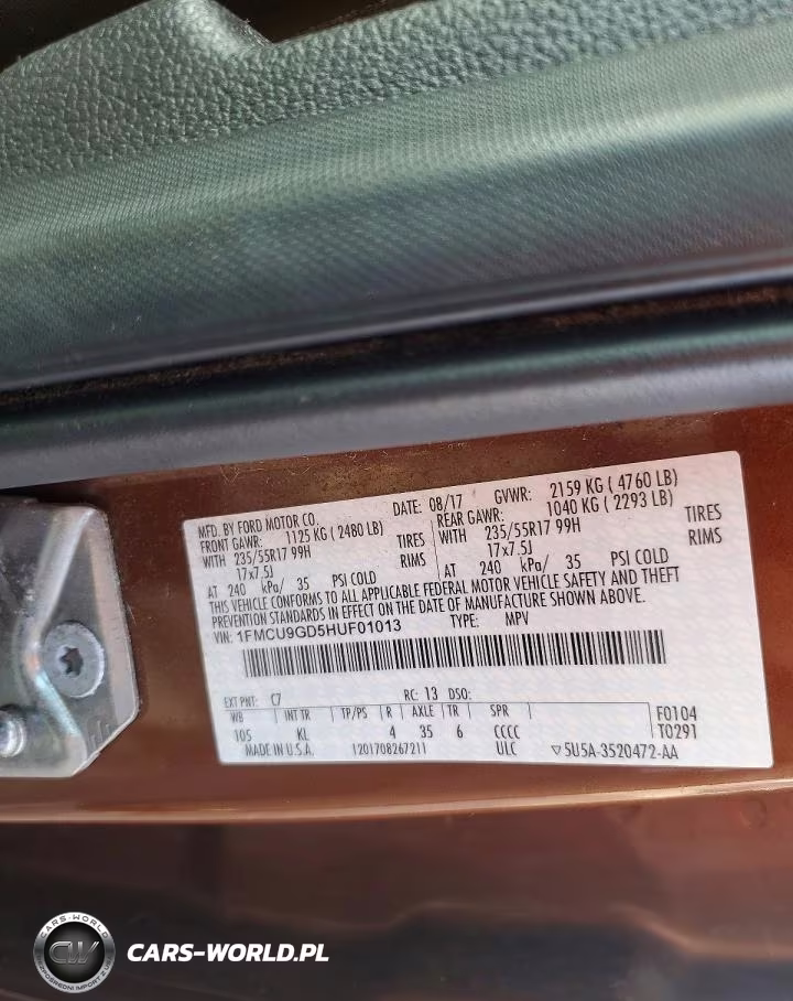 2017 Ford Escape Se VIN:1FMCU9GD5HUF01013 - 13