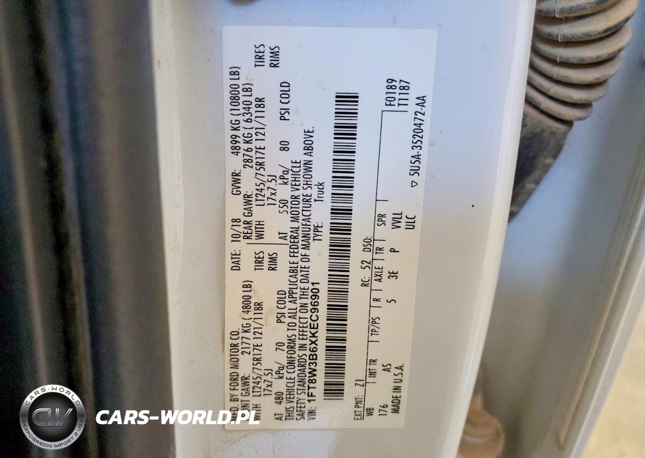 2019 Ford F350 Super Duty VIN:1FT8W3B6XKEC96901 - 12