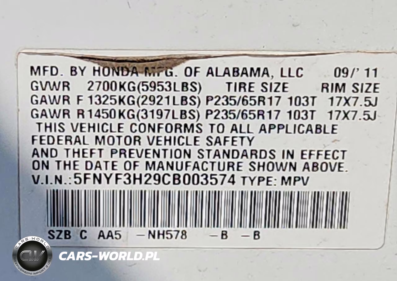 2012 Honda Pilot Lx VIN:5FNYF3H29CB003574 - 13