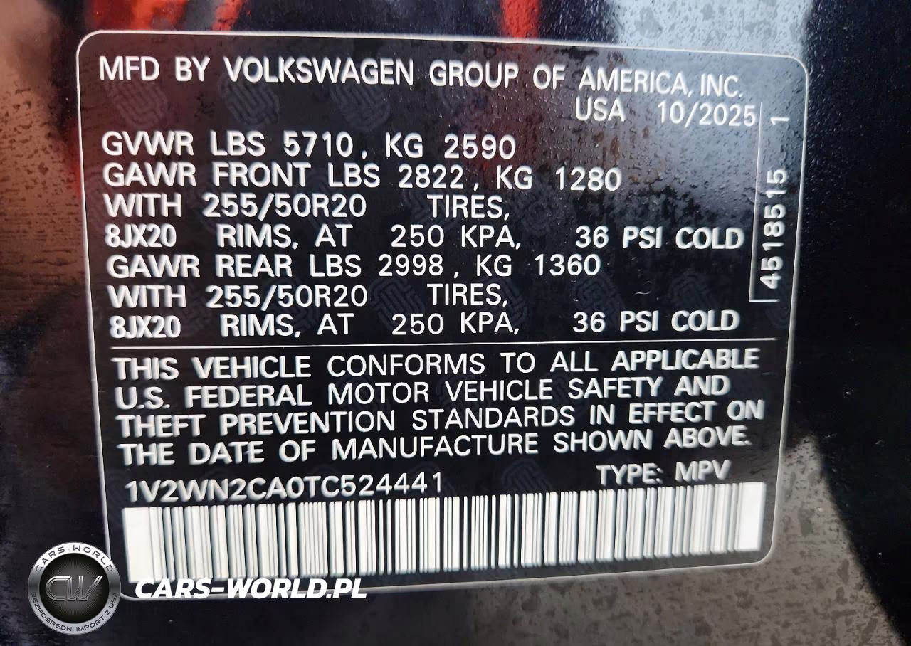 2026 Volkswagen Atlas Se VIN:1V2WN2CA0TC524441 - 13