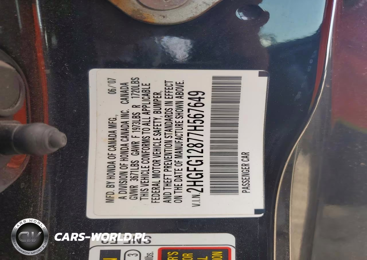 2007 Honda Civic Ex VIN:2HGFG12877H567649 - 12