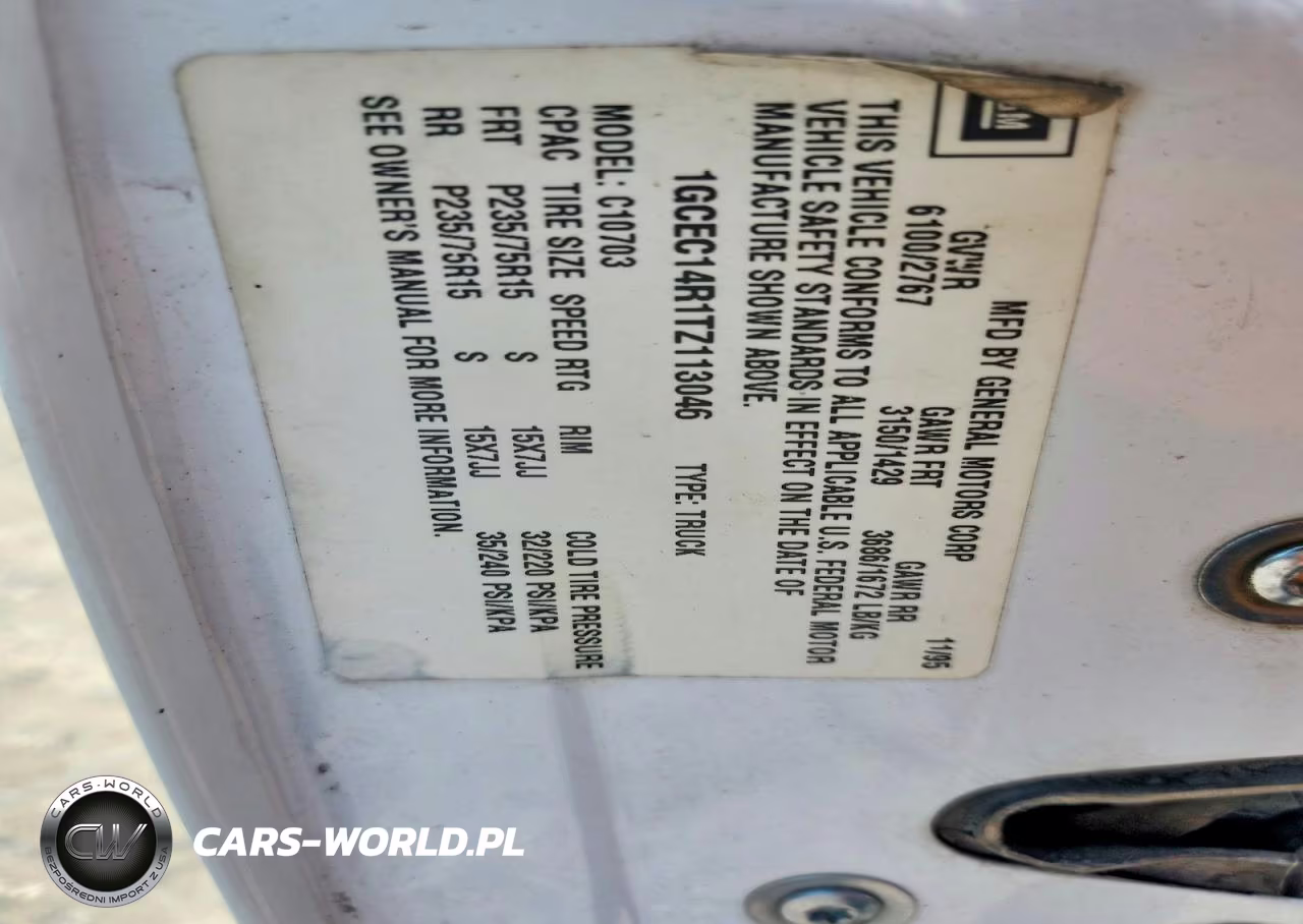 1996 Chevrolet Gmt-400 C1500 VIN:1GCEC14R1TZ113046 - 12
