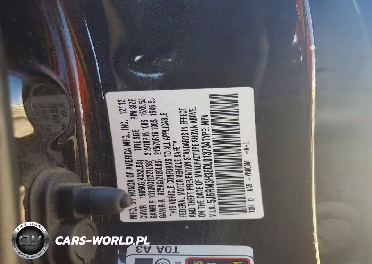 2013 Honda Cr-V Lx VIN:5J6RM3H36DL013734 - 12