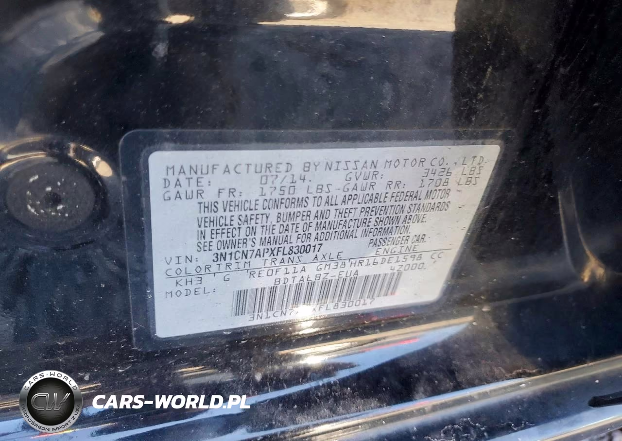 2015 Niss Versa VIN:3N1CN7APXFL830017 - 12