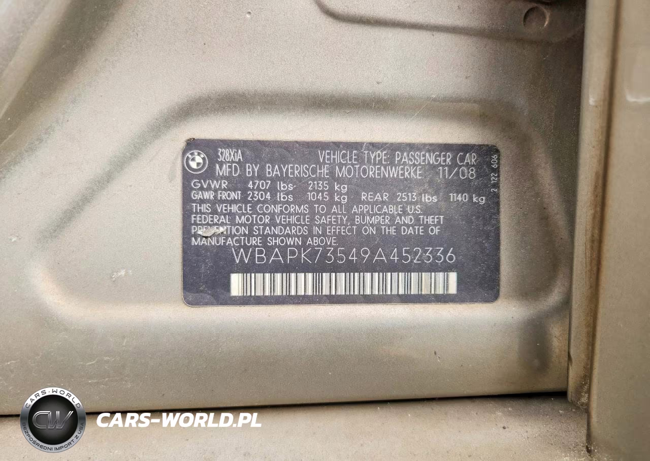 2009 BMW 328 Xi VIN:WBAPK73549A452336 - 12