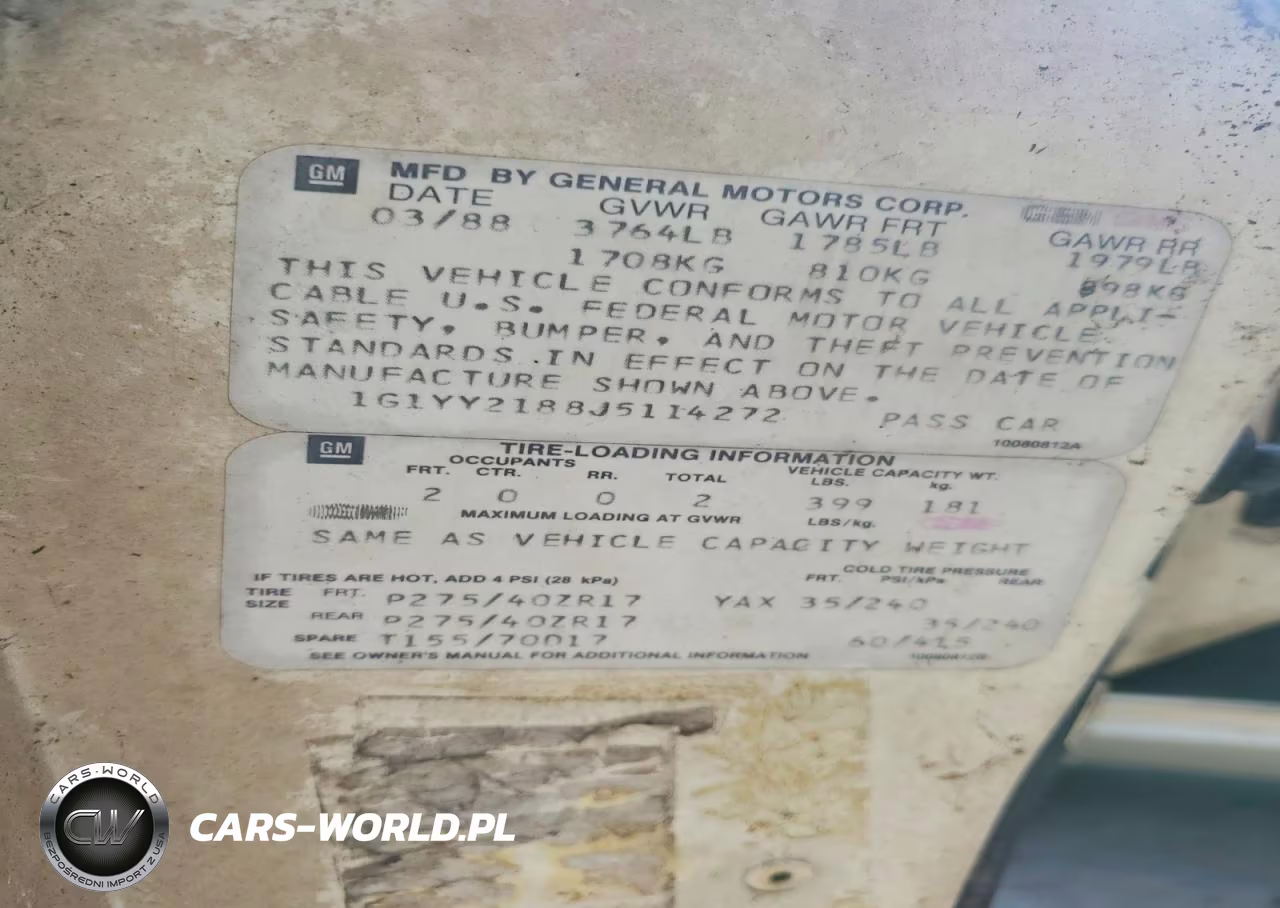 1988 Chevrolet Corvette VIN:1G1YY2188J5114272 - 12