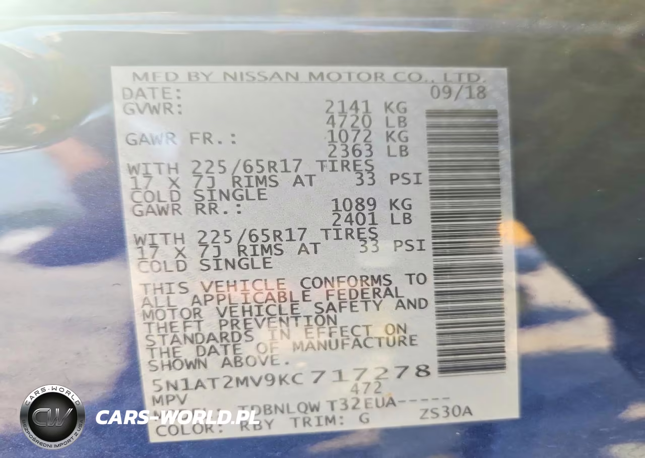 2019 Nissan Rogue Sv VIN:5N1AT2MV9KC717278 - 14