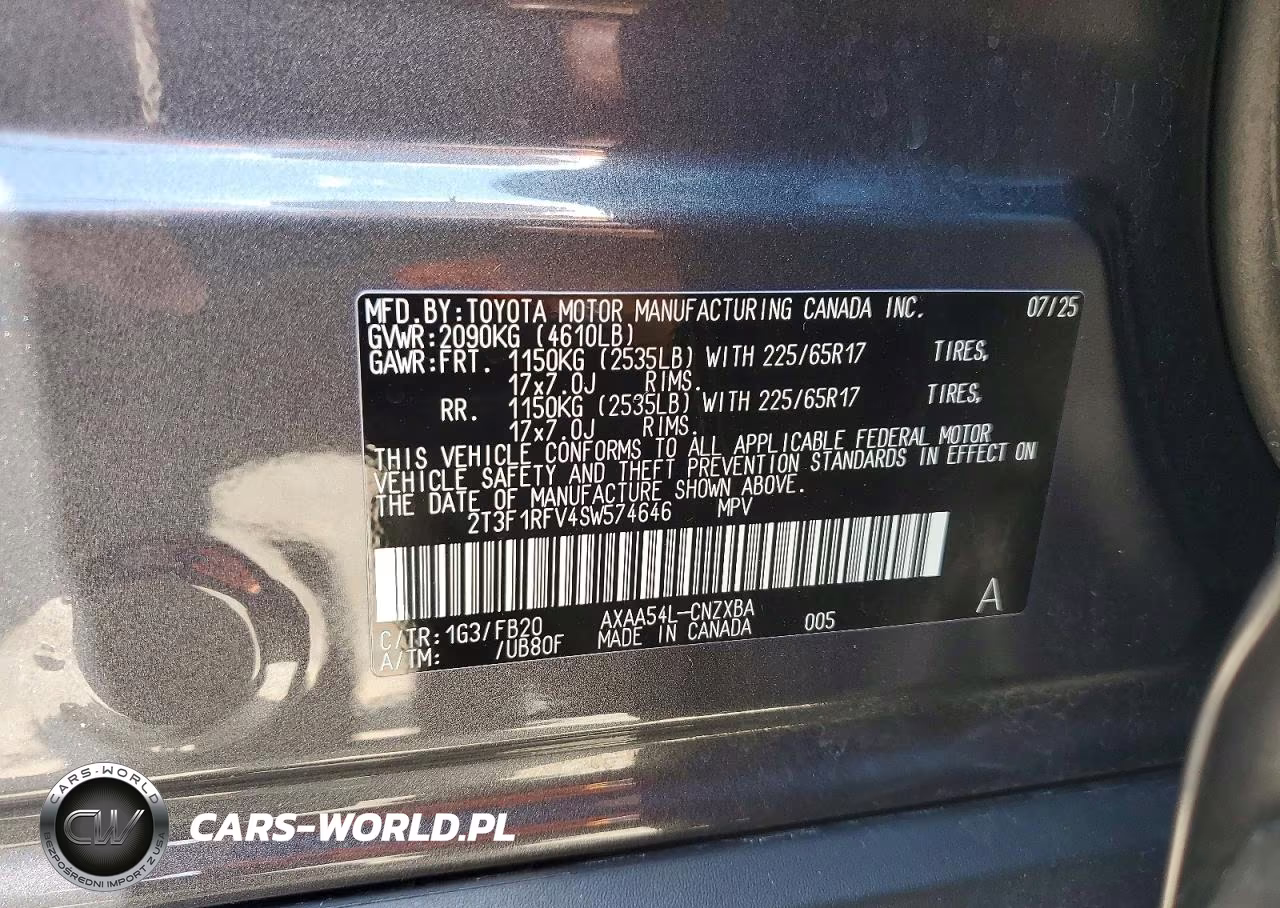 2025 Toyota Rav4 Le VIN:2T3F1RFV4SW574646 - 14