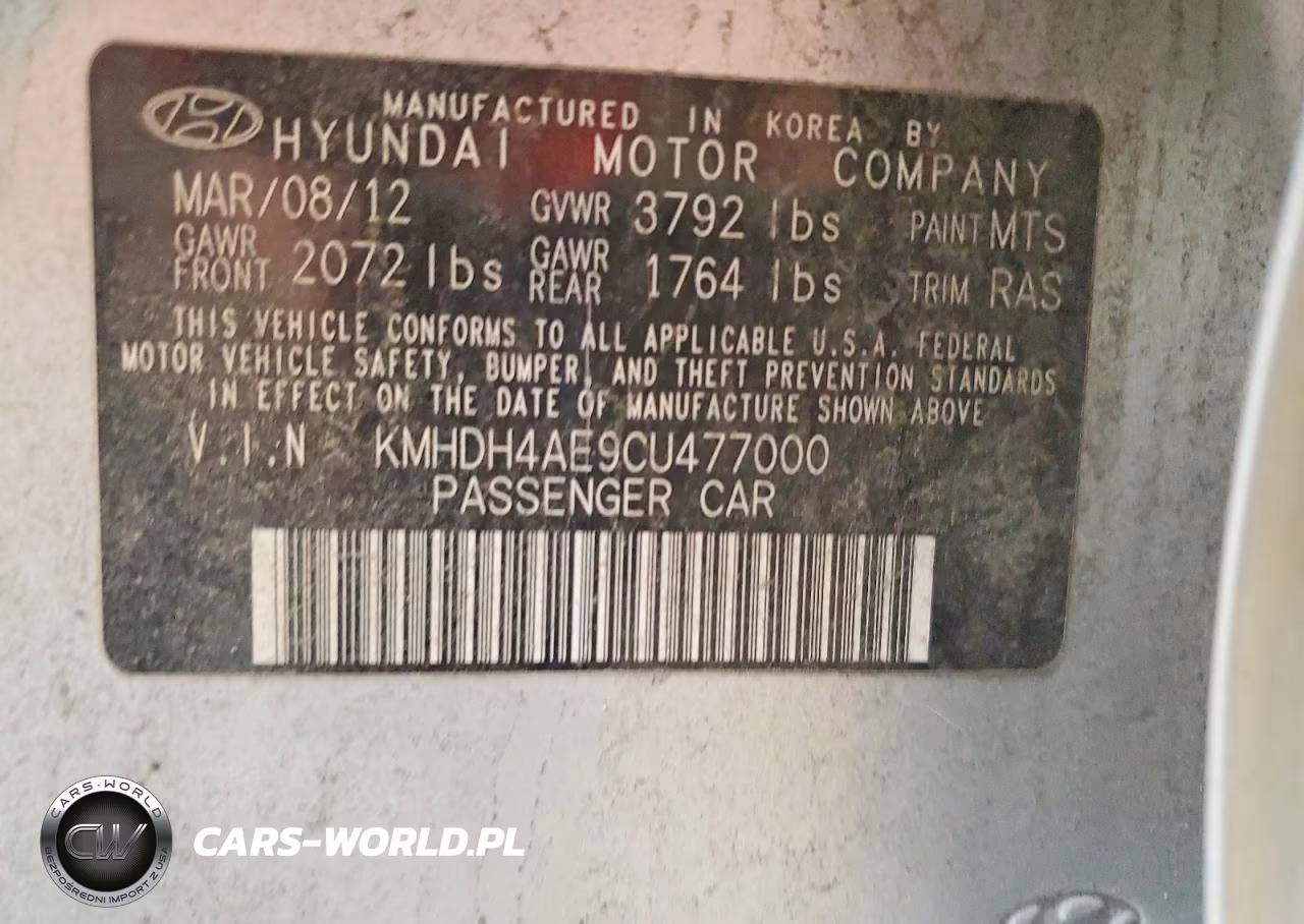 2012 Hyundai Elantra Gls VIN:KMHDH4AE9CU477000 - 13
