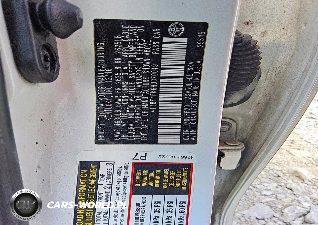 2017 Toyota Camry Se VIN:4T1BF1FK6HU370049 - 12