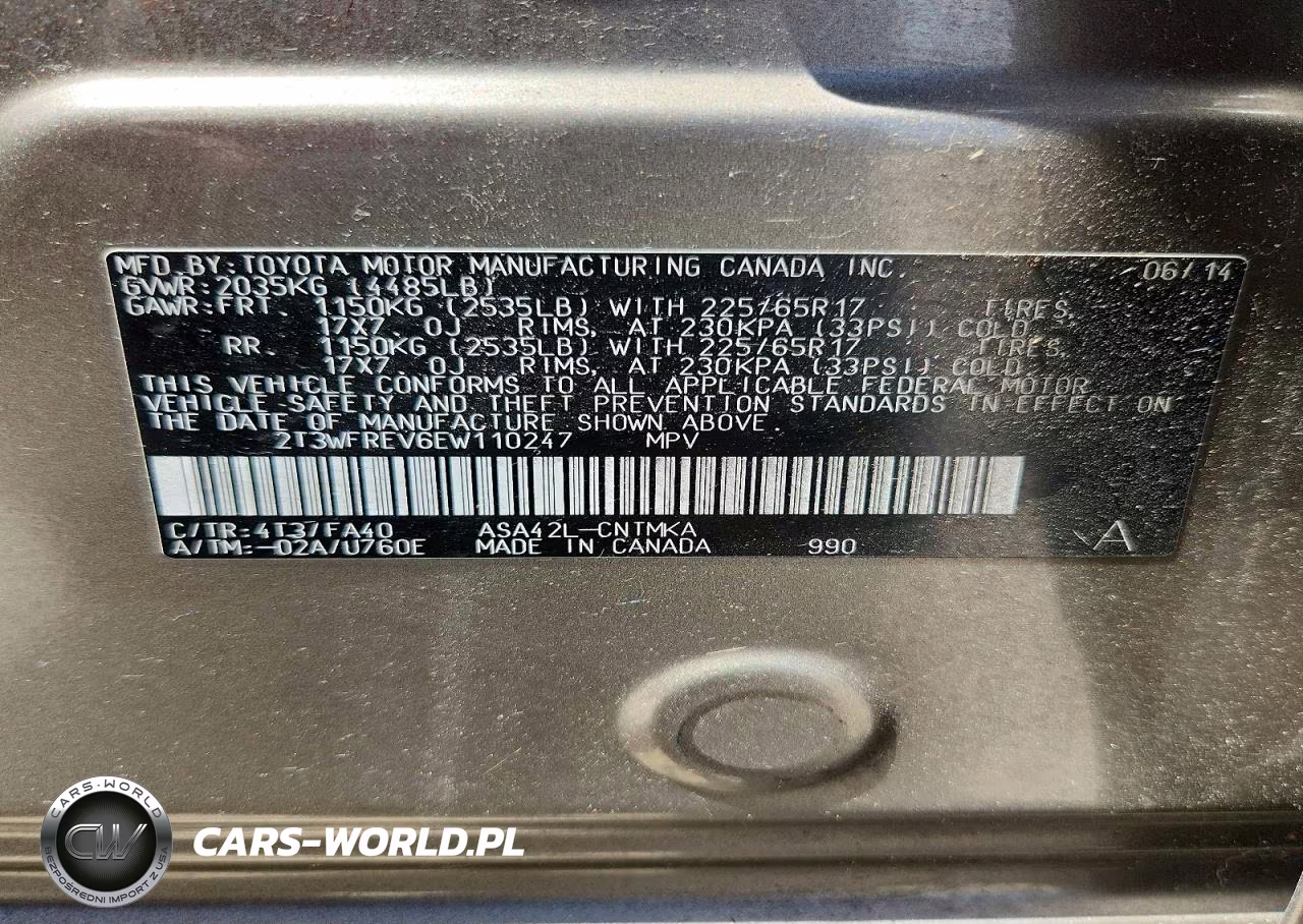 2014 Toyota Rav4 Xle VIN:2T3WFREV6EW110247 - 13