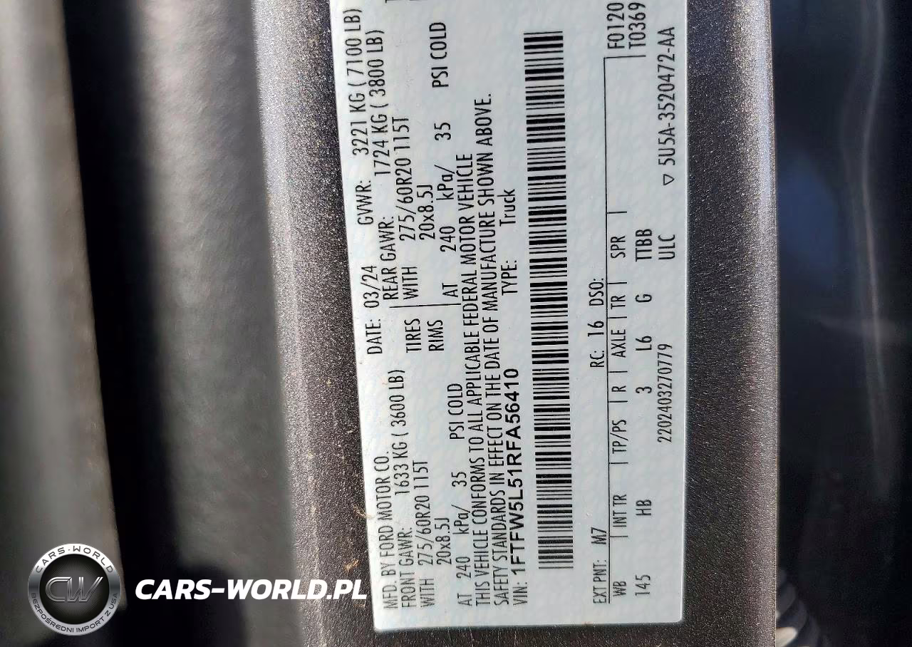 2024 Ford F150 Lariat VIN:1FTFW5L51RFA56410 - 12