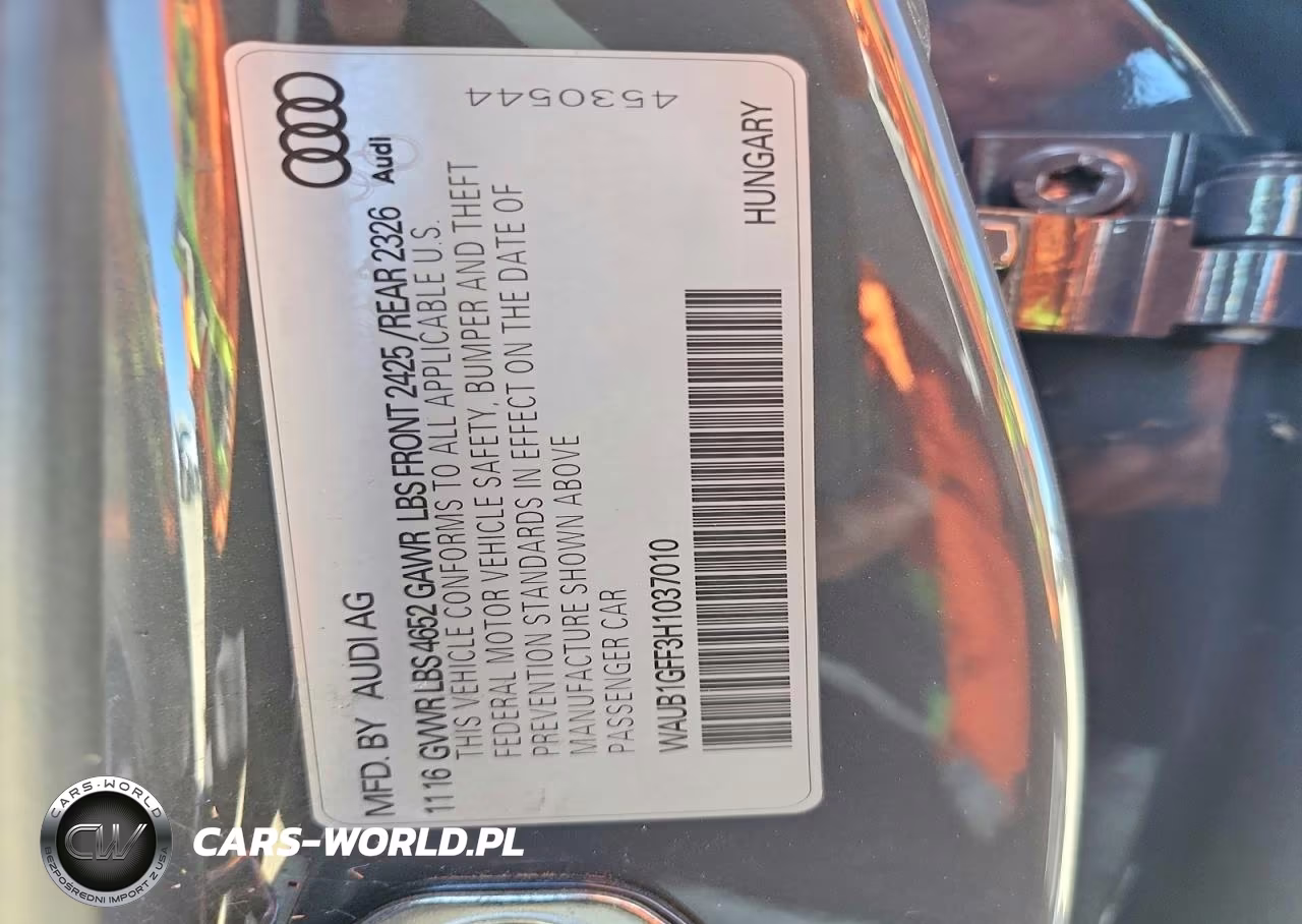 2017 Audi S3 Premium Plus VIN:WAUB1GFF3H1037010 - 12