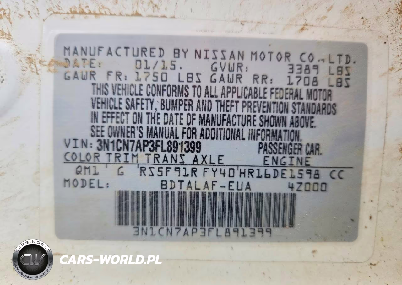 2015 Nissan Versa 1.6 S VIN:3N1CN7AP3FL891399 - 13