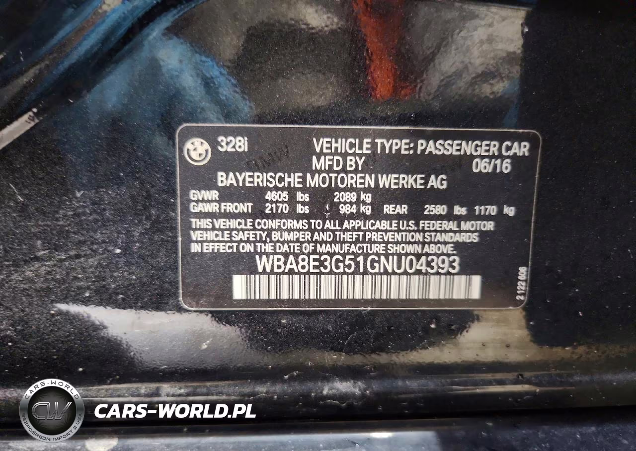 2016 BMW 328 Xi Sulev VIN:WBA8E3G51GNU04393 - 12