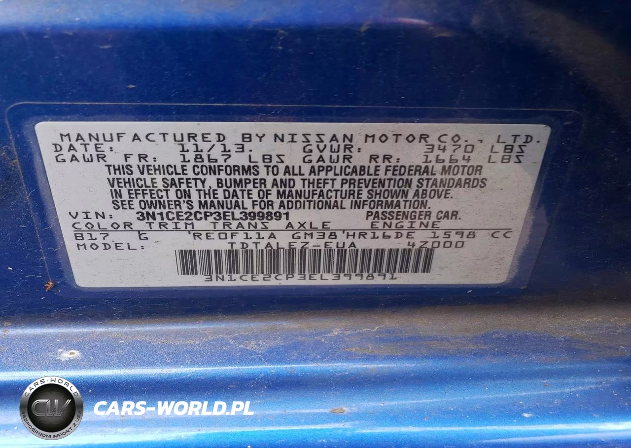 2014 Nissan Versa Note Sv VIN:3N1CE2CP3EL399891 - 13