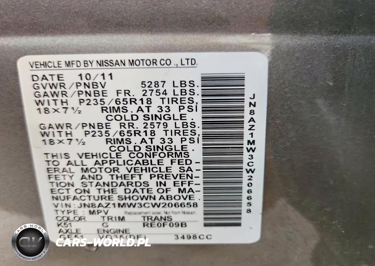 2012 Nissan Murano S VIN:JN8AZ1MW3CW206658 - 13