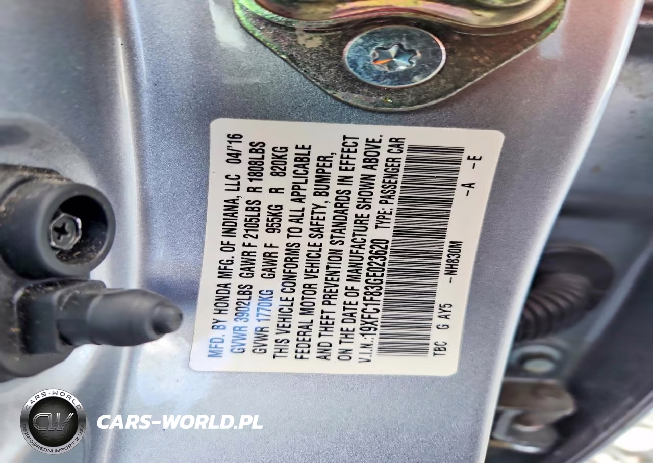 2016 Honda Civic Ex VIN:19XFC1F83GE023620 - 12