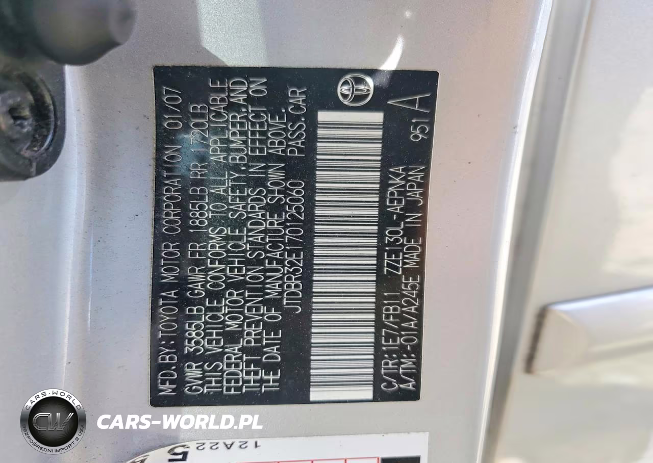 2007 Toyota Corolla Le VIN:JTDBR32E170125060 - 13