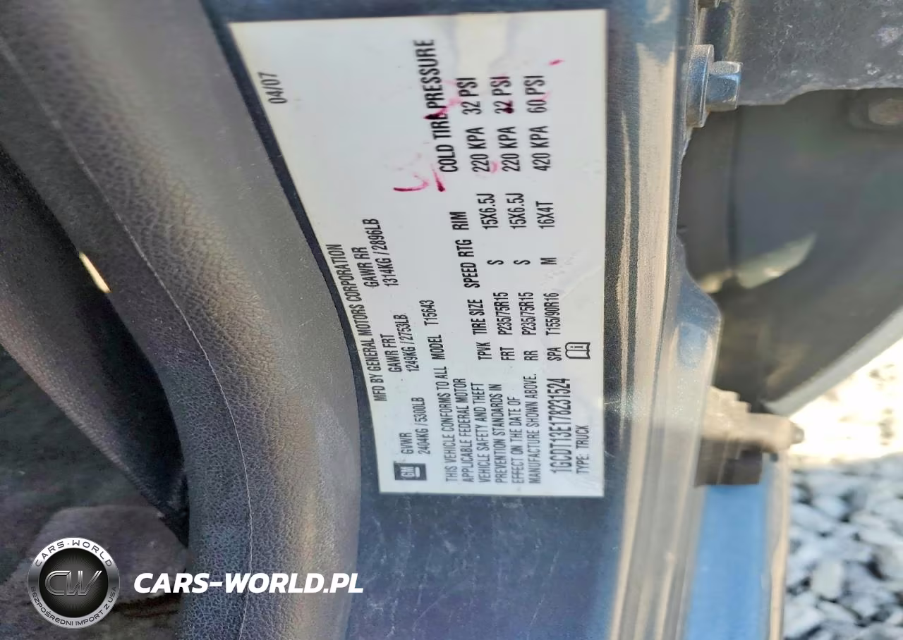 2007 Chevrolet Colorado VIN:1GCDT13E178231524 - 12