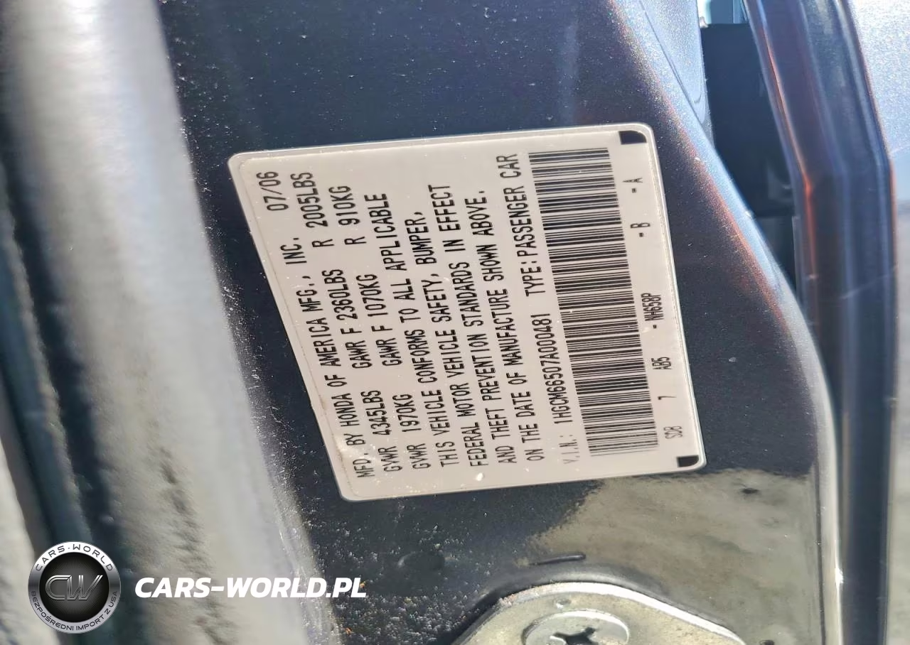 2007 Honda Accord Ex VIN:1HGCM66507A000481 - 12