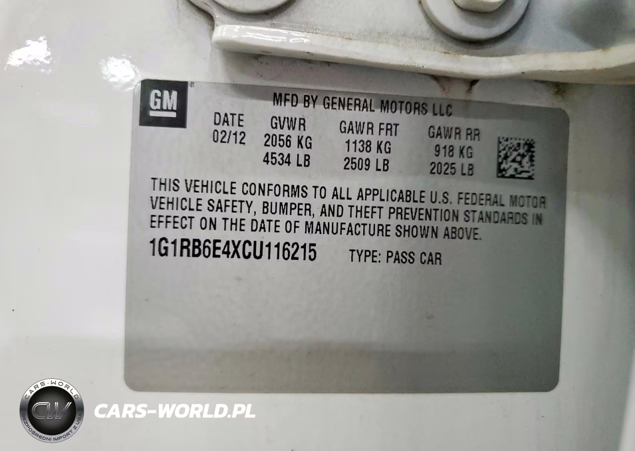 2012 Chev Volt VIN:1G1RB6E4XCU116215 - 12
