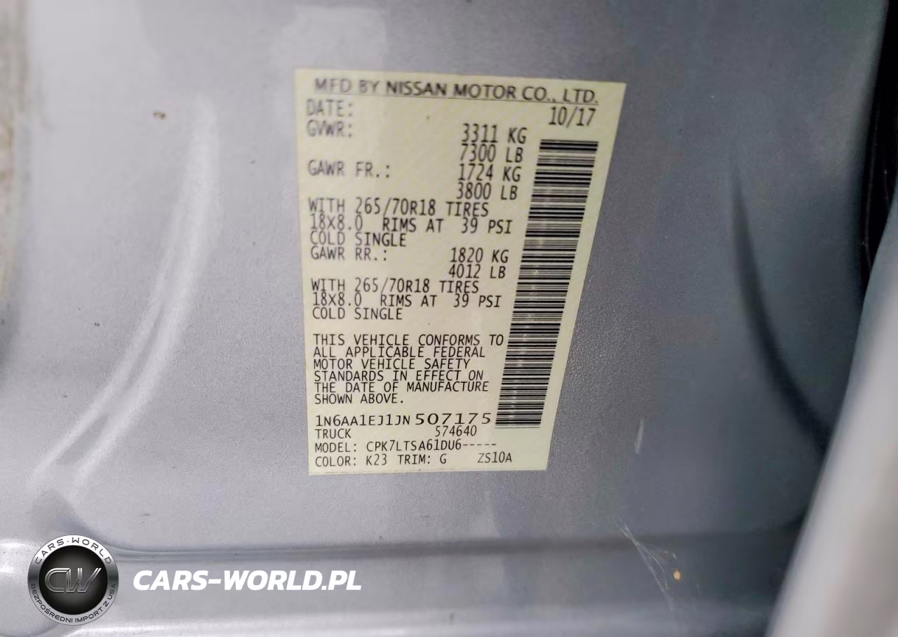 2018 Nissan Titan S VIN:1N6AA1EJ1JN507175 - 12
