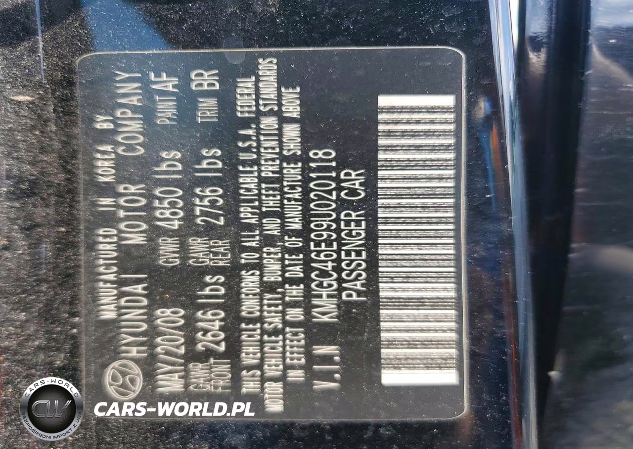 2009 Hyundai Genesis 3.8L VIN:KMHGC46E99U020118 - 12