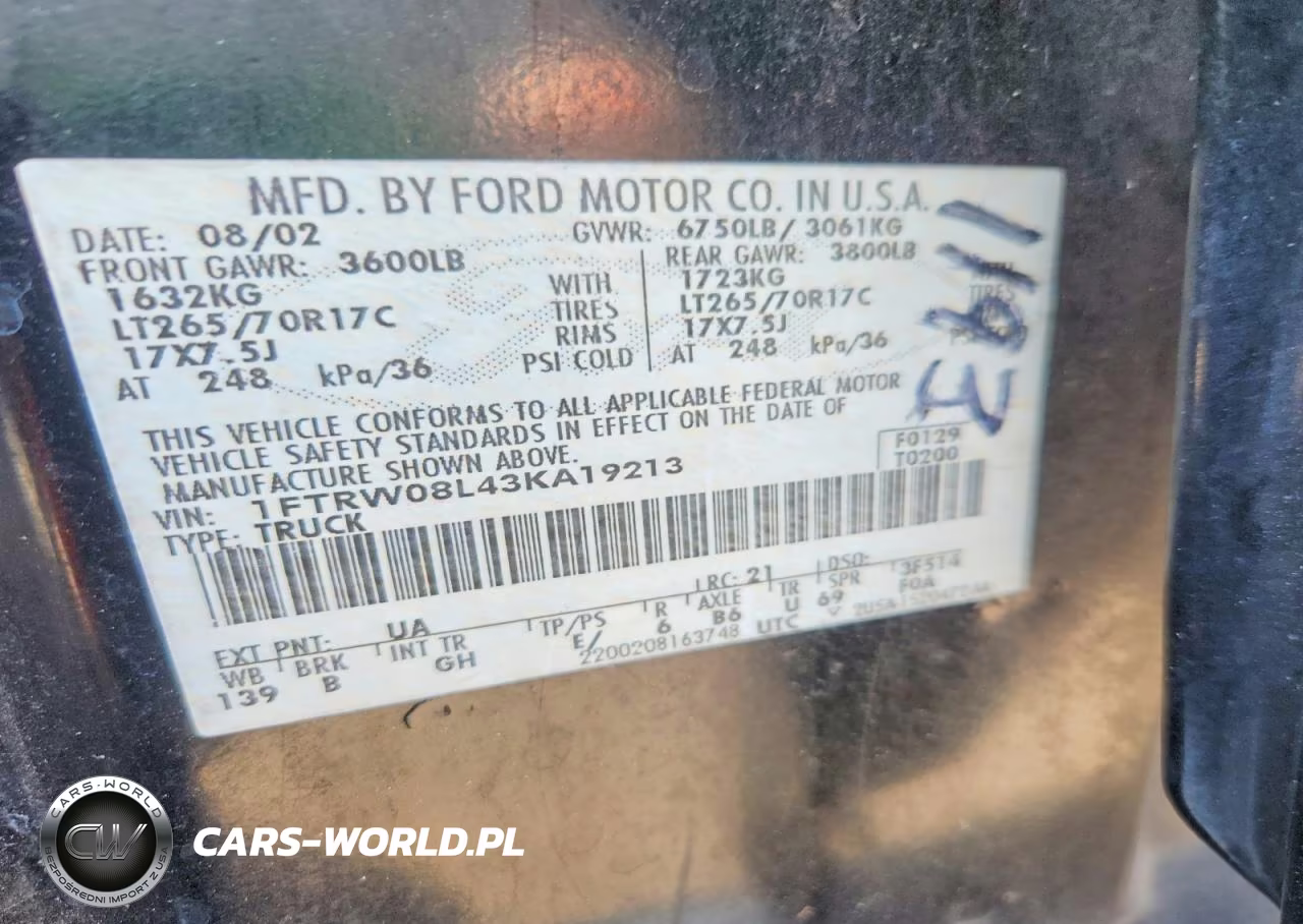 2003 Ford F150 Supercrew VIN:1FTRW08L43KA19213 - 12